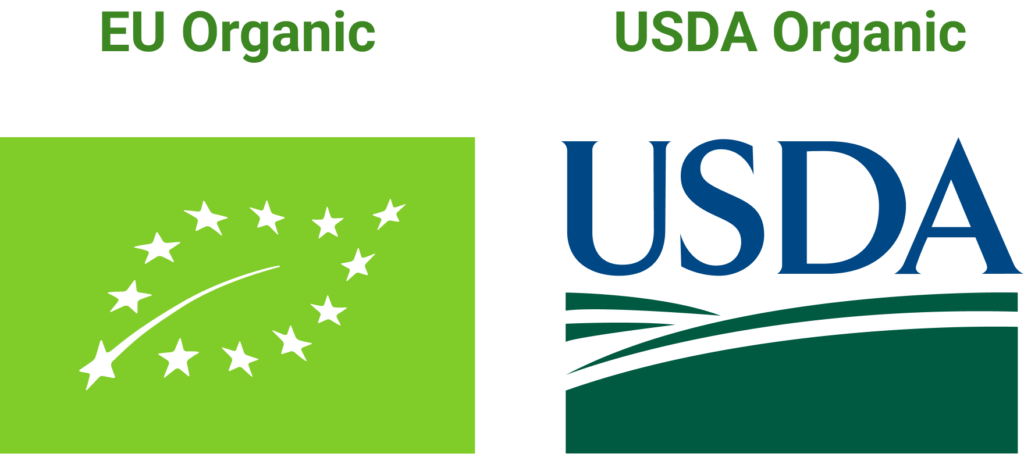 EU and USDA Organic logos to separate natural vs synthetic crops